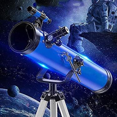 Imagem de Telescópio astronômico para iniciantes para crianças e adultos com tripé ajustável 114 mm de diâmetro grande telescópio astronomia portátil de viagem presentes para adultos estudantes e crianças (cor