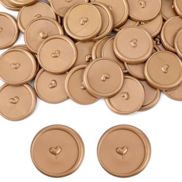 Imagem de 50 adesivos de lacre de cera, adesivos de selo de envelope de coração 3D, adesivos autoadesivos de carimbo de cera para convite de casamento, chá de bebê, cartões de embrulho de presente (ouro)