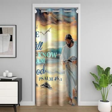 Imagem de Cortina de porta com versículos da Bíblia, cortinas de entrada de praia oceânica, tema de versículos bíblicos para crianças, meninos, meninas, adolescentes, citações inspiradoras, decoração de armário