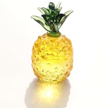Imagem de Crrezhai Ornamentos de vidro de cristal de frutas, peso de papel, estatuetas colecionáveis feitas à mão, decoração de mesa de escritório, decoração de quarto, escultura, ornamento de casa abacaxi