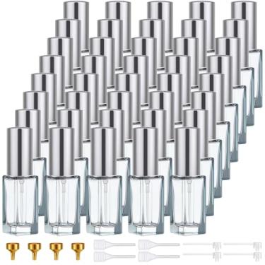 Imagem de Segbeauty Frasco de perfume vazio de vidro Bluk de 4,8 g, tamanho de viagem, atomizador de spray de perfume cinza, atomizador recarregável, pulverizador de colônia de viagem de vidro de 5 ml com funil