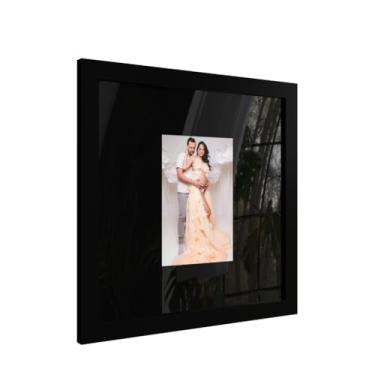 Imagem de Kit 6 Quadros Decorativos 23x23 cm com Paspatur – Moldura Fotográfica para Foto 10x15(moldura preta paspatur preto)