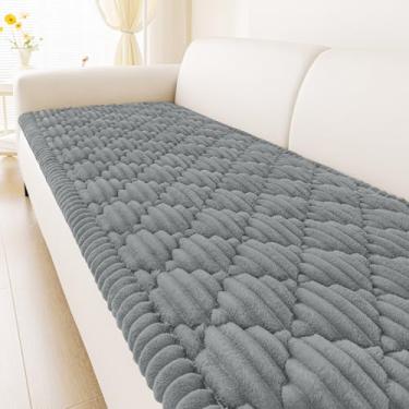 Imagem de Smiry Capa de sofá para animais de estimação, lavável, antiderrapante, felpuda para 3 almofadas, compatível com animais de estimação, protetor de móveis macio e espesso para cães (cinza, 70 cm x 180