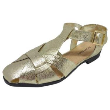 Imagem de Sandalia Rasteira Feminina Metalizada Couro Conforto Bottero-Feminino