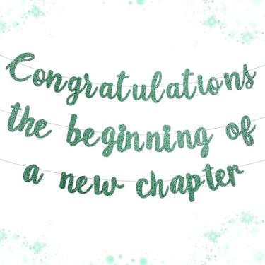 Imagem de Banner de parabéns pré-amarrado novo capítulo e viagem pendurado guirlanda glitter decorações de festa para aposentadoria, formatura 2026, promoção de novo emprego, decoração de despedida, divórcio e