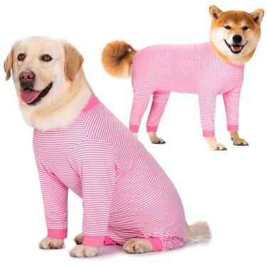 Imagem de Yeapeeto Macacão de recuperação de cirurgia para cães, macacão grande, médio, pijama de corpo inteiro para derramar, evitar lamber, proteção de feridas, alternativa de cone (2GG, rosa)