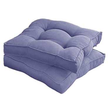 Imagem de Almofada Assento para Cadeira Futton (Kit 1/2/4) – Polialgodão Respirável 8cm de Altura, Almofada de Chão Quadrada Estilo Turca para Cozinha, Jantar e Escritório(Azul,45x45cm 2pcs)