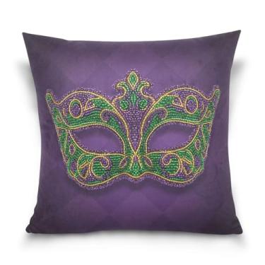 Imagem de Blueangle Capas de almofada de máscara de carnaval - 50 x 50 cm, decoração de férias de fazenda para sofá de casa (76)