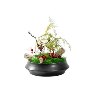 Imagem de Árvore artificial simulação de musgo chinês planta verde artificial bonsai flor sala de chá mesa de chá decoração de mesa de chá árvore falsa