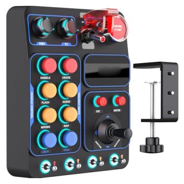 Imagem de Jiawu Caixa de Controle Central de Corrida de Simulador, 30 Botões Programáveis ​​Porta USB Com Luz de Fundo RGB Com Tecla de Alternância para Jogos de Corrida de PC Compatível Com