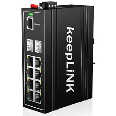 Imagem de keepLiNK Switch Poe Gigabit Industrial De 10 Portas, Gerenciado Com 8 Poe+ A 130 W, 2 Slots Sfp, Switch De Rede Din Rail, Ip40, Faixa De Temperatura Operacional De -30° A 75° C (-22° A 167° F), Prot