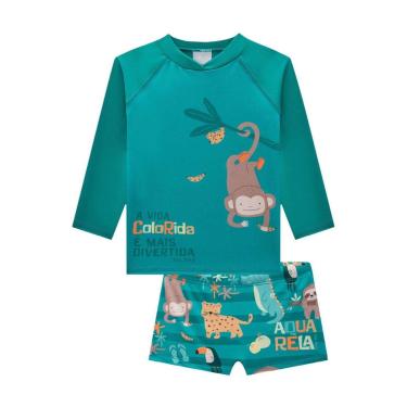 Imagem de Conjunto Infantil Menino Verde Proteção UV 50+ Luc.boo-Masculino