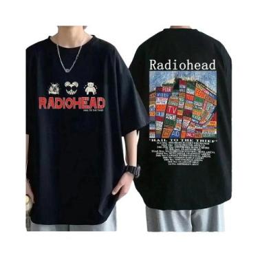 Imagem de Camiseta Vintage Oversize De Rock Band Radiohead Para Homens, 100% Alg