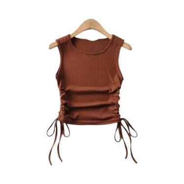 Imagem de Top Cropped Sexy De Cor Sólida Para Mulheres, Casual De Verão, Moda Fe