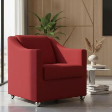 Imagem de Poltrona Decorativa Mila Confortável Para Sala Recepção Consultório Escritório Manicure Cadeira Reforçada Para Sala De Espera Pés Cromado - Clique E Decore (Vermelho)