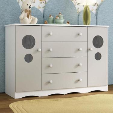 Imagem de Cômoda Infantil 125cm 2 Portas com Vidro e 4 Gavetas Sonho Multimóveis