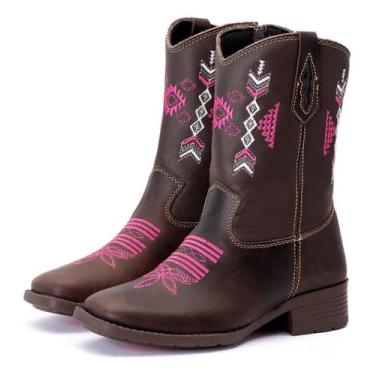 Imagem de Bota Texana Country Menina Infantil Bico Quadrado Zíper - Campero, Ltg