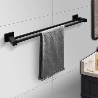 Imagem de Porta Toalha Duplo Parede 60cm Aço Inox Preto Fosco Anticorrosão Design Moderno Banheiro Lavabo Alta Resistência