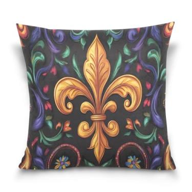 Imagem de ATTX Capas de almofada de máscara de carnaval 50 x 50 cm decorativas com zíper para sala de estar sofá-cama (352)