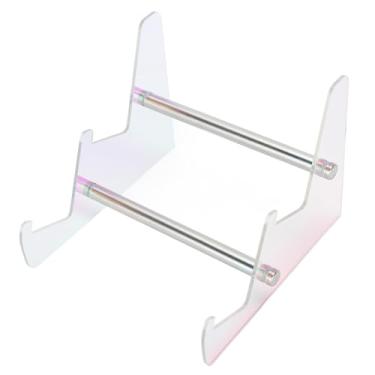 Imagem de KIMISS Suporte de Teclado Acrílico - Organizador de Mesa Removível para Teclados Mecânicos | Rack de Armazenamento Elegante para Configuração de Escritório e Jogos (Camada Dupla)