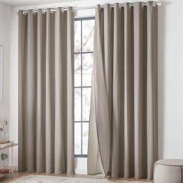 Imagem de Cortina Lunna Voil Gaze Microfibra 3,00x2,60m Sala Quarto Varão 3M - Marrom