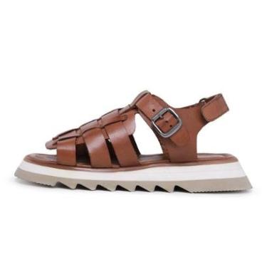 Imagem de Sandália Tratorada Boho Chic Até 42 Mah Dora 100% Couro Caramelo-Feminino