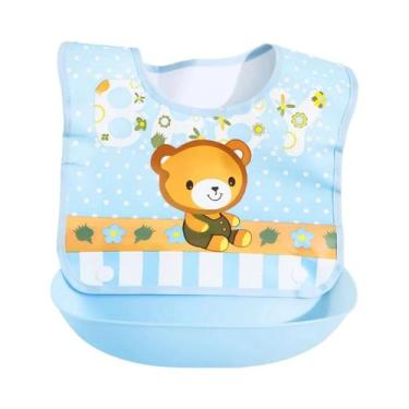Imagem de Babador Impermeável Para Bebê Com Bolso 3D Removível Para Alimentos, B