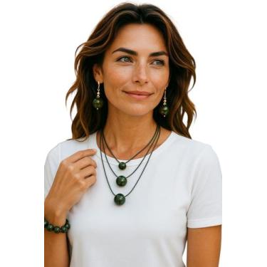 Imagem de Kit colar brinco e pulseira resina promoção presente - MLBpel, Verde