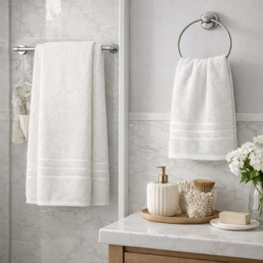 Imagem de Kit toalha de banho + toalha de rosto algodão pop-marcotex, BRANCO