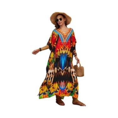 Imagem de Vestido Kaftan Maxi plus Size Para Mulheres, Saída De Praia, Roupa De 