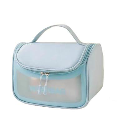 Imagem de Necessaire Organizador Cosmético Maquiagem Feminino Para Viagem Em Alto.(311-AZUL)