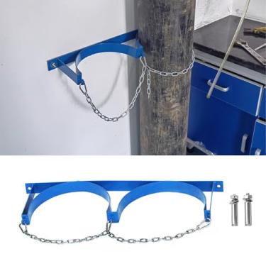 Imagem de Prateleira montada na parede de cilindro de gás, suporte de extintor de aço com fivela de metal ajustável, suporte de montagem de tanque de expansão para laboratórios e fábricas
