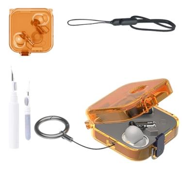 Imagem de Capa protetora para fone de ouvido NOUKAJU (com mosquetão + cordão + caneta de limpeza) à prova de quedas, arranhões, capa para fone de ouvido Nothing Ear 3 (laranja)