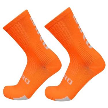 Imagem de Meia Compressão Giro Ciclismo Bike Corrida Triátlon, Laranja, M
