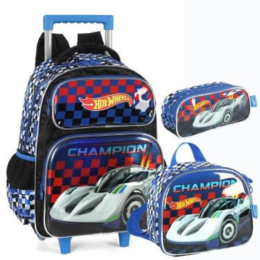 Imagem de Kit Mochila Rodinhas HOT WHEELS Luxcel IC42622 Azul-Unissex