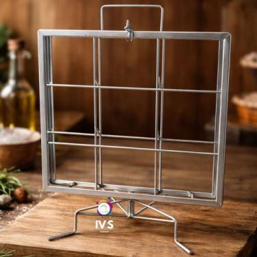 Imagem de Espeto Grelha Churrasco Suporte Costela Fogo De Chão Espeto Assar Cord