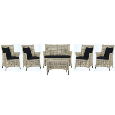 Imagem de Jogo Sofá 4 Poltronas E Mesa Igapó Marrom E12 Trama Original Rami