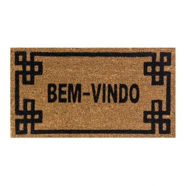 Imagem de Capacho De Poa Fibra De Coco Borda Preta 60x33cm - Uzoo Capacho Fibra De Coco Rt 60x33cm Bem Vindo Borda Preto