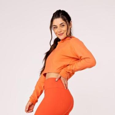 Imagem de Cropped Feminino Curto de Moletinho com Capuz e Manga Longa-Feminino