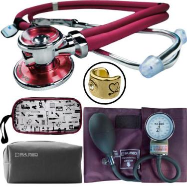 Imagem de Kit Aparelho Pressao Esteto Estetoscopio Esfigmo Pa Med Incoterm Premi