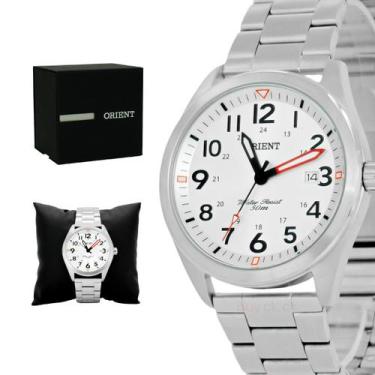 Imagem de Relógio Masculino Orient Prata Aço Inox Original Resistente à Água MBS