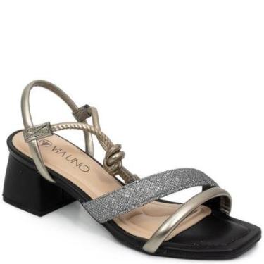 Imagem de Sandália Feminina Salto Bloco Nó E Brilho Via Uno 780054-Feminino