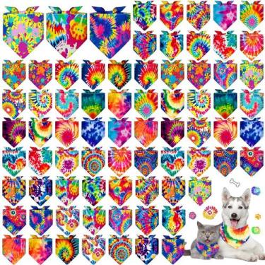 Imagem de Bandanas para Perro Sanwuta con Diseño Tie-Dye Ajustable, Paquete de 7