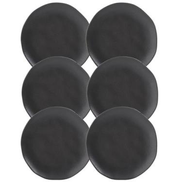 Imagem de Jogo 6 Pratos Sobremesa 19cm Cerâmica Orgânico Preto Fosco Porto Brasi