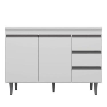 Imagem de Balcão De Cozinha Andréia Com Tampo 120 Cm Branco – Ajl