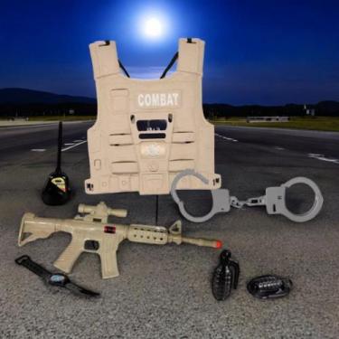 Imagem de Brinquedo Fantasia Militar Infantil Colete Rifle Acessórios - DDG TOYS
