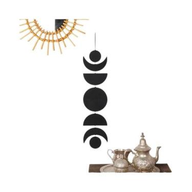 Imagem de Guirlanda De Fases Da Lua Em Madeira Boho Para Decoração De Parede, Or