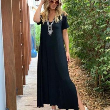 Imagem de Vestido saruel gola v - Sem marca, Preto, M