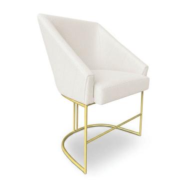 Imagem de Poltrona Luxo Alana Bouclê Bege Base Ferro Dourado - Pallazio
