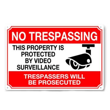 Imagem de Decoração de parede: placa de ferro e estanho, sem invasão de propriedade, vigilância por vídeo